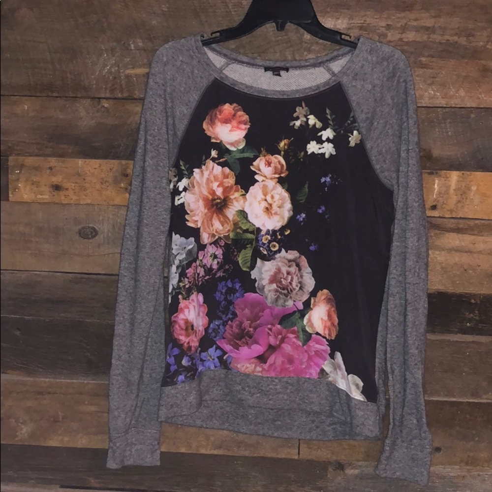 Express floral and grey long sleeve shirt